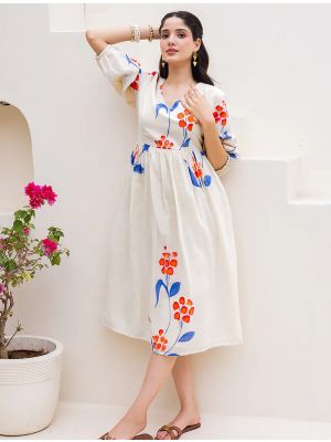 off white kota checks digital printed frock swatch fabku21150