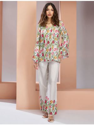 off white muslin silk stylish co ord set fabku21091