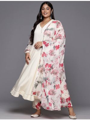 off white poly crepe elegant plus size dress fabku21105