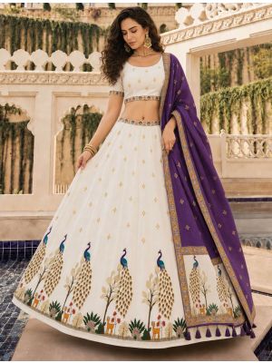 Off White Rayon Festive Lehenga Choli small FABLE20617