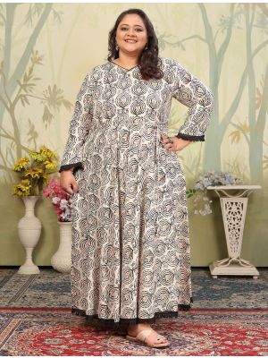 off white rayon plus size kurti fabku21099