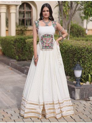 Off White Rayon Ready To Wear Lehenga Choli Set small FABLE20622