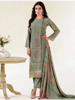 Olive Muslin Embroidered Ready To Wear Salwar Kameez FABSL22213