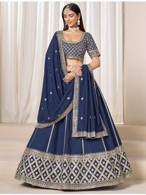 Oxford Blue Art Silk Embroidered Lehenga Choli small FABLE20475