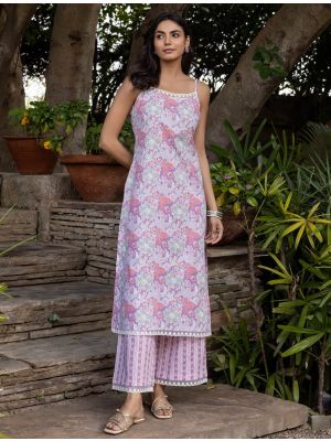 pale lilac cotton ethnic co ord set fabku21207