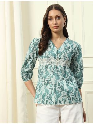 pastel green cotton trendy top fabku21061