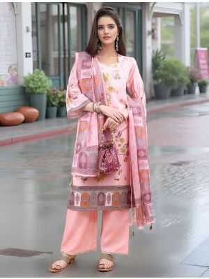 Pastel Pink Linen Elegant Ready To Wear Salwar Kameez FABSL22310