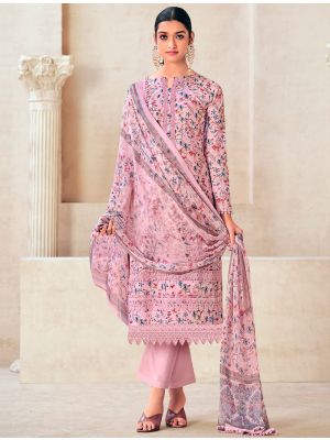 Pastel Pink Pure cotton Salwar Kameez With Crosio Lace small FABSL21602