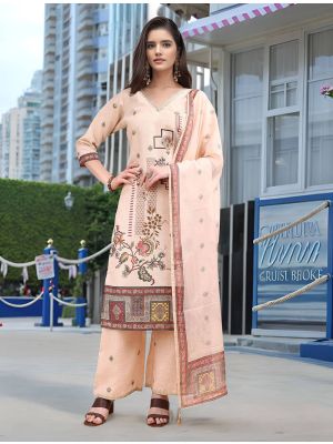 Peach Linen Elegant Ready To Wear Salwar Kameez FABSL22307