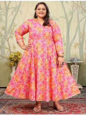 pink rayon plus size kurti fabku21100