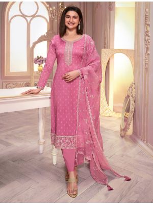 Pink Silk Georgette Embroidered Salwar Suit small FABSL21929
