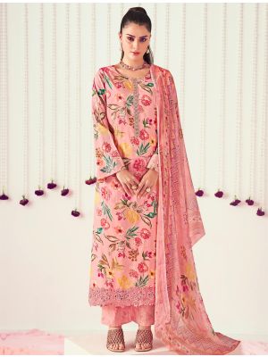 Pinkish Peach Pure cotton Salwar Kameez With Crosio Lace small FABSL21604