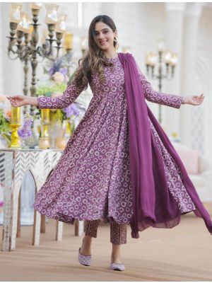 Purple Cotton Silk Readymade Salwar Kameez FABSL21834