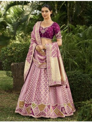 Purple Crepe Georgette Designer Wedding Lehenga small FABLE20380
