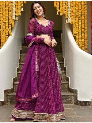 Purple Georgette Lehenga Choli with Zari And Coding Lace small FABLE20416