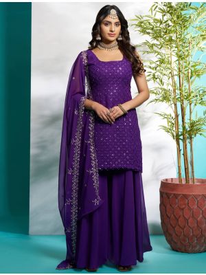 Purple Georgette Ready To Wear Palazzo Suit FABSL22104