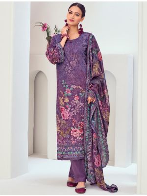 Purple Muslin Embroidered Ready To Wear Salwar Kameez FABSL22249