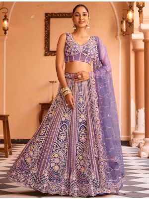 Purple Net Embroidered Lehenga Choli small FABLE20527
