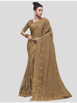 Beige Chiffon Designer Saree small FABSA20162