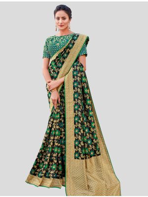 Black Weaved Silk Designer Saree small FABSA20035
