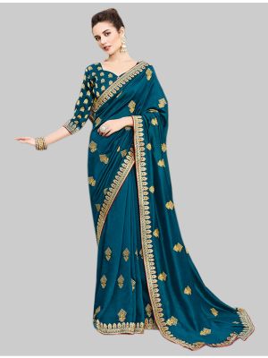 Blue Art Silk Designer Saree small FABSA20103