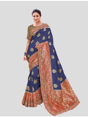 Blue Weaved Silk Designer Saree small FABSA20041