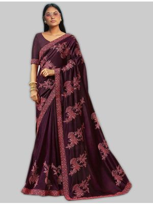 Dark Purple Soft Art Silk Designer Saree small FABSA20022