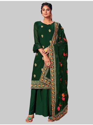Green Georgette Straight Suit with Dupatta small FABSL20006