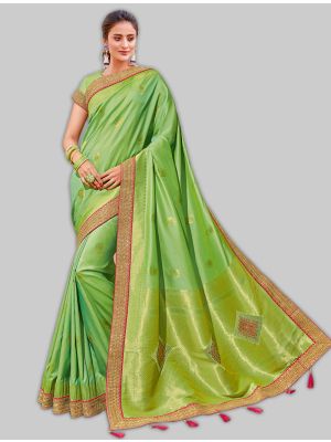 Green Weaved Silk Designer Saree small FABSA20043