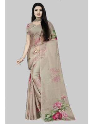 Grey Satin Silk Designer Saree small FABSA20026