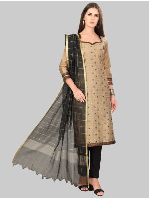 Light Brown Chanderi Silk Straight Suit with Dupatta small FABSL20031