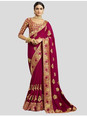 Magenta Pink Art Silk Designer Saree small FABSA20117