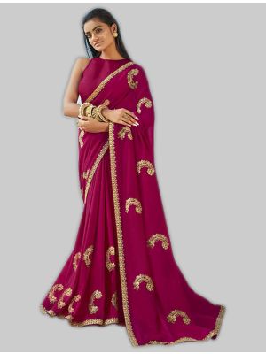 Magenta Pink Soft Art Silk Designer Saree small FABSA20019