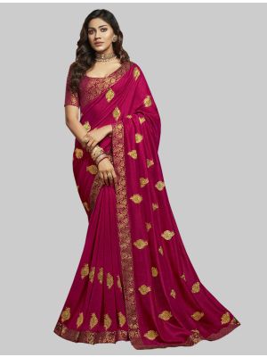 Magenta Pink Soft Art Silk Designer Saree small FABSA20186