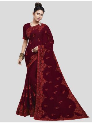 Maroon Chiffon Designer Saree small FABSA20167