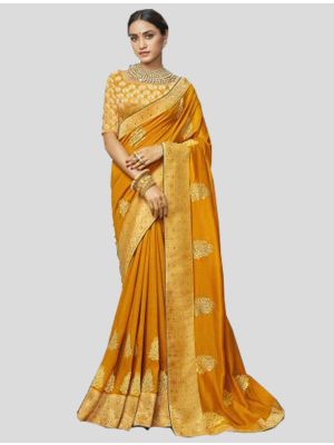 Musturd Yellow Art Silk Designer Saree small FABSA20116