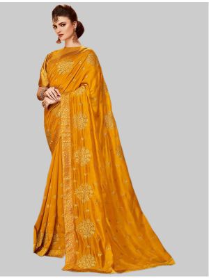 Musturd Yellow Soft Art Silk Designer Saree small FABSA20111