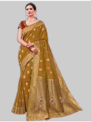 Occur Yellow Weaved Silk Designer Saree small FABSA20046