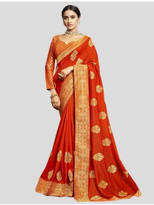 Orange Art Silk Designer Saree small FABSA20121