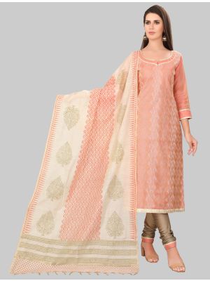 Peach Chanderi Silk Straight Suit with Dupatta small FABSL20020