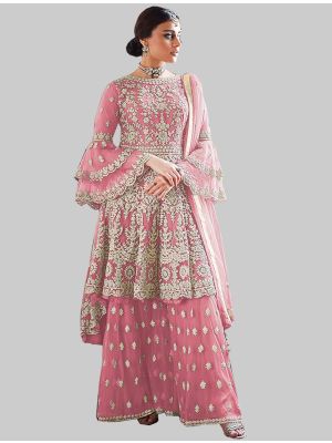 Pink Net Sharara Suit with Dupatta small FABSL20003