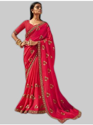 Pink Soft Art Silk Designer Saree small FABSA20021