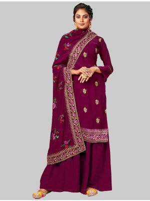Purple Georgette Straight Suit with Dupatta small FABSL20005