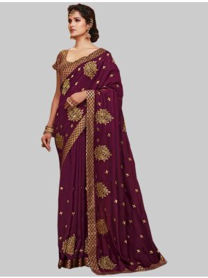 Purple Soft Art Silk Designer Saree small FABSA20110
