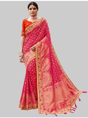 Rani Pink Jacquard Silk Designer Saree small FABSA20193