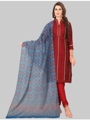 Red Chanderi Silk Straight Suit with Dupatta small FABSL20026