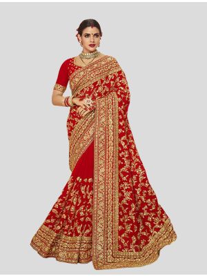 Red Georgette Designer Saree thumbnail FABSA20203