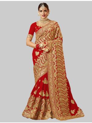 Red Georgette Designer Saree thumbnail FABSA20211