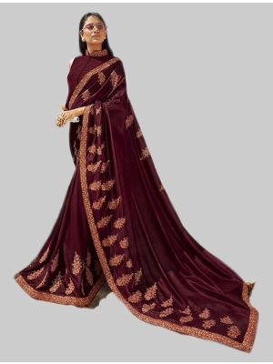Red Soft Art Silk Designer Saree small FABSA20013