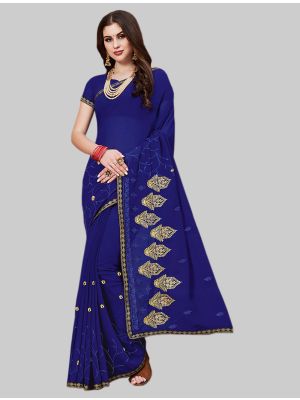 Royal Blue Georgette Designer Saree small FABSA20078
